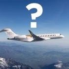 Global 7500 flying over mountains with question mark